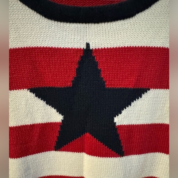 Tommy Hilfiger VTG Striped Red White Blue Star Ribbed Knit Sweater Vest Preppy L - Picture 5 of 9